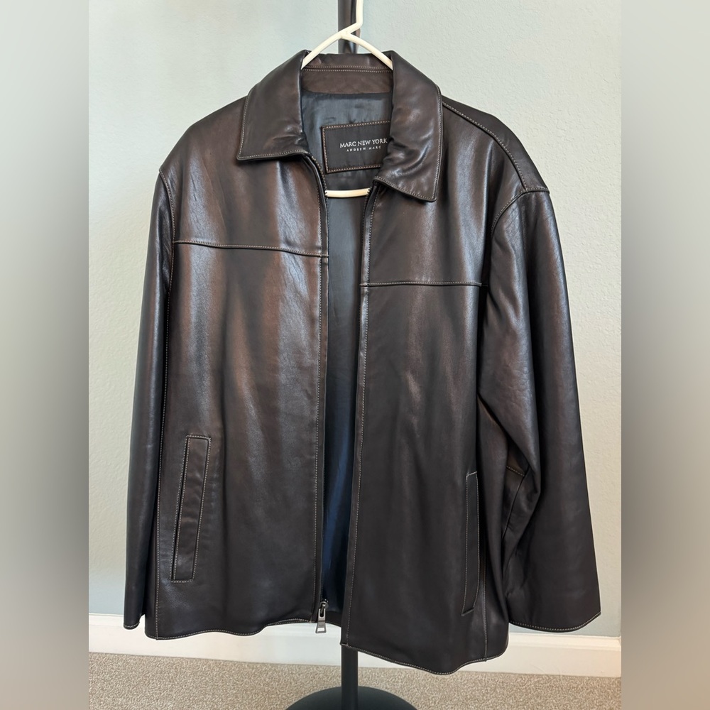 Marc New York Men’s Black Leather Jacket (worn couple times) in Size Medium